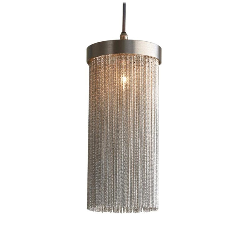 Lustre suspendu clair en métal argenté, Argent vieilli, Laiton brossé, 12” Diameter x 14" Height