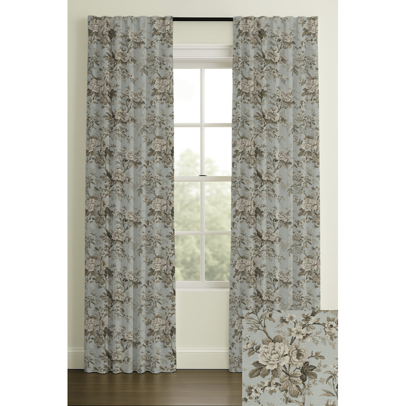 Imprimé floral rétro sur lin, Pli inversé, Lit double, L 33 po x L 84 po