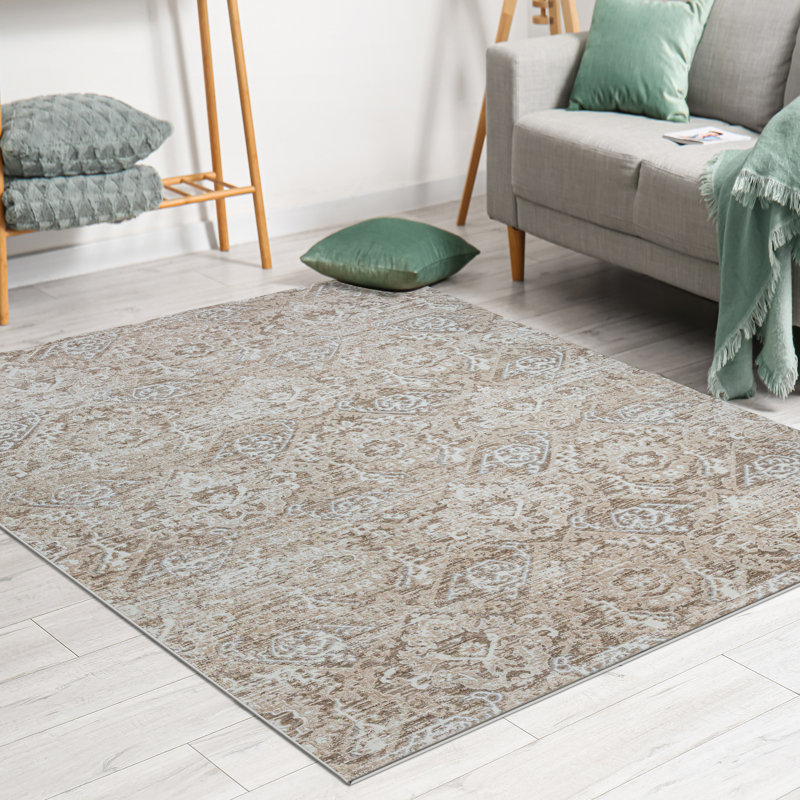 Aidy 1244 Transitional Abstract Beige Area Rug, Rectangle 3'3" x 4'11" 
