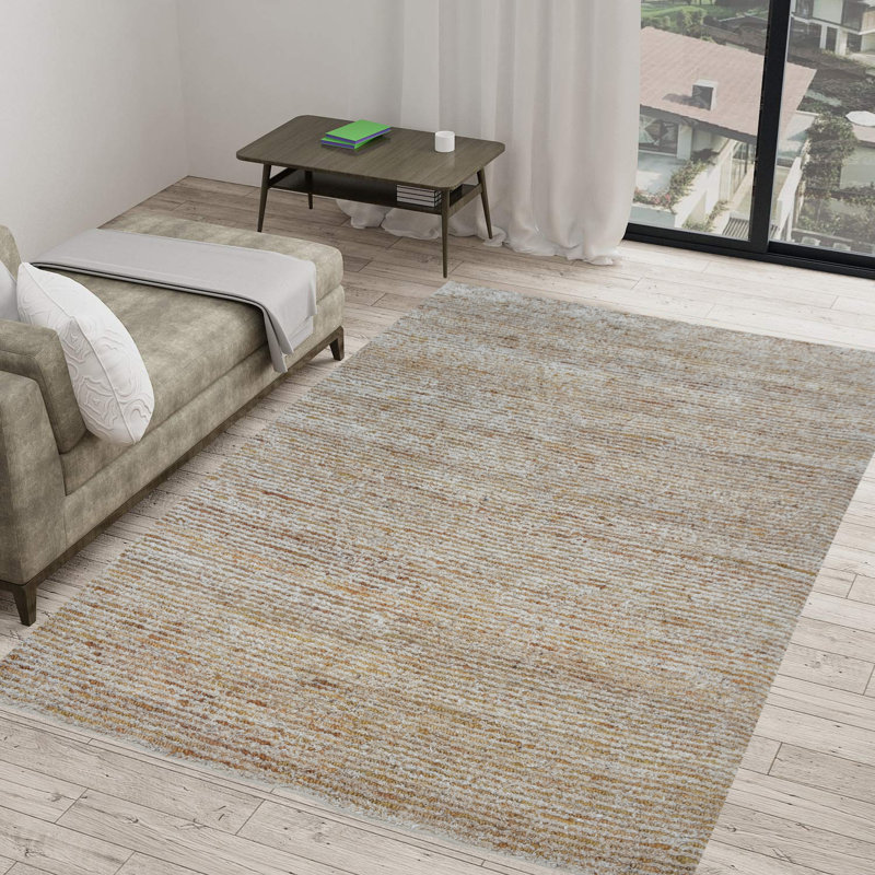 Tapis ivoire tissé à la main Tsamis, Rectangulaire 9 pi x 13 pi, Ivoire / Naturel