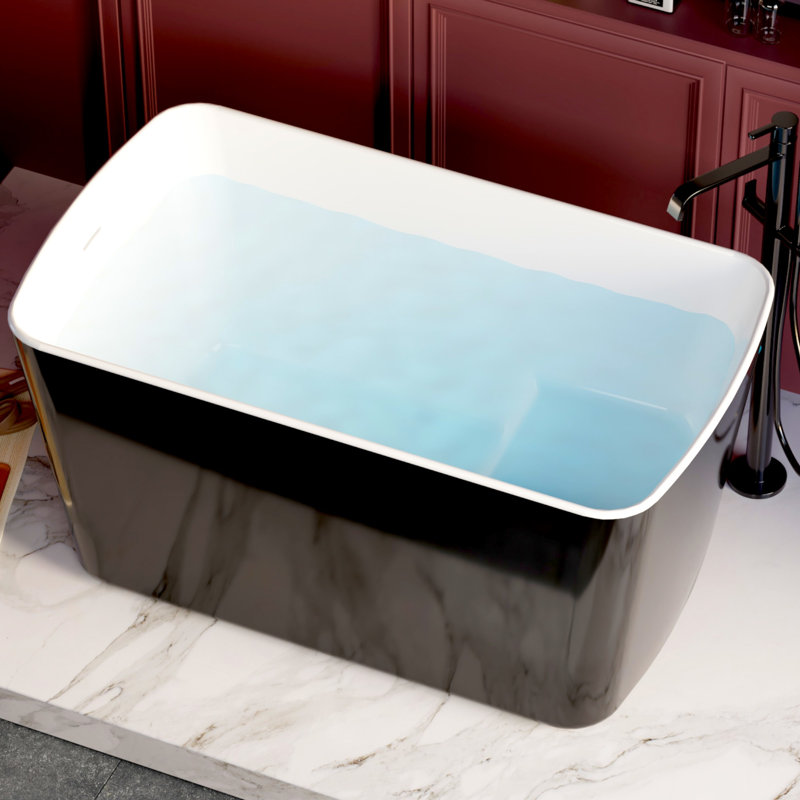 Petite baignoire autoportante rectangulaire en acrylique 49 po avec siège intégré L 49 po x l 28 po CUPC