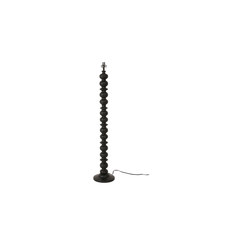 Loreto 52'' Black Solid Wood Floor Lamp with White Cotton Shade