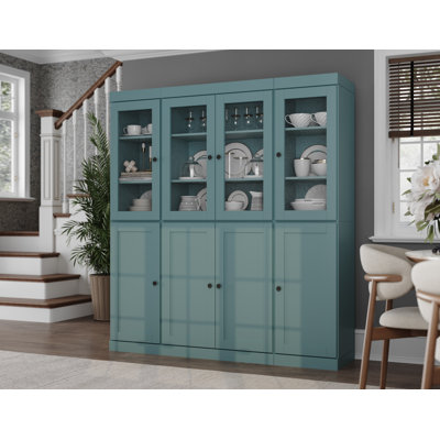 Vaisselier 100% en bois massif Palace Imports de 65 po avec verre transparent, portes Shaker, 2 tiroirs et tablettes réglables