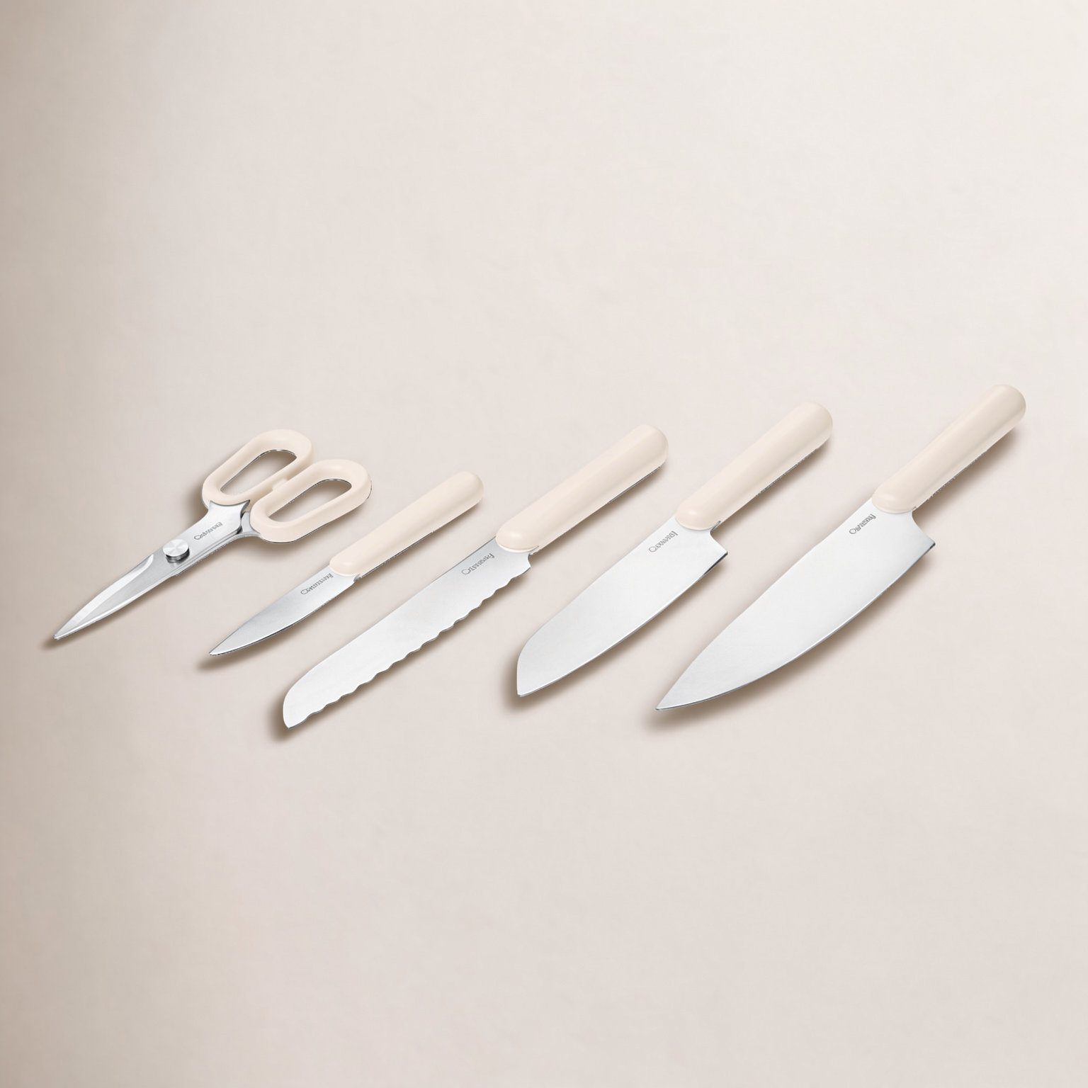 Caraway 5Pc Knife Set, Cream