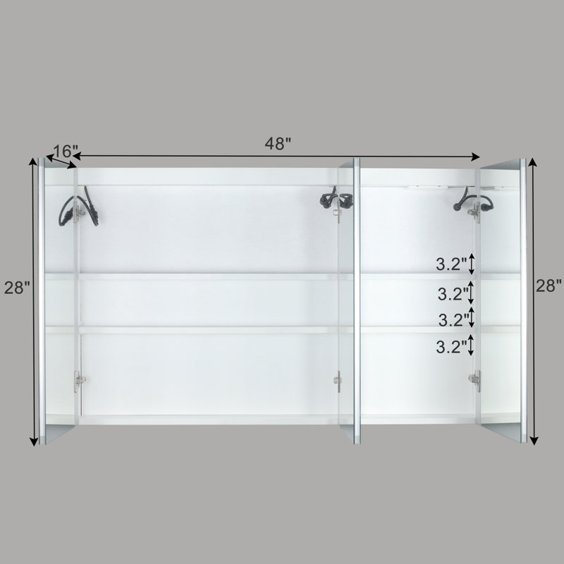 Armoire à pharmacie éclairée avec tablettes Catressa, Blanc
