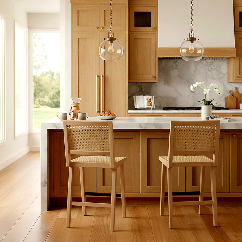 Atticus Counter Stool with Solid Wood Frame, Natural, Counter Stool (23.2" Seat Height)
