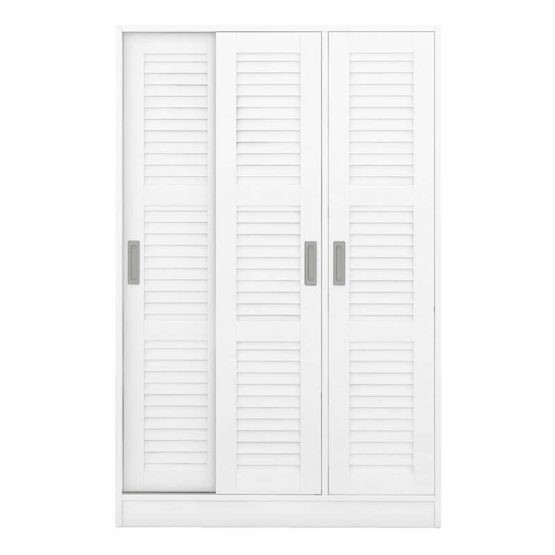 Armoire contemporaine à 3 portes avec tablettes, blanc - garde-robe Grace avec tablettes et option de rangement