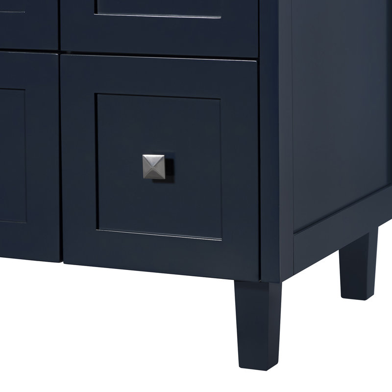 ARIEL Monroe 54 Single Sink Bathroom Vanity with Carrara Quartz Top, Midnight Blue, 66" - 67", Pure White Quartz