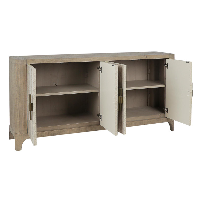 72" Brown Reclaimed Wood and Concrete Sideboard Buffet