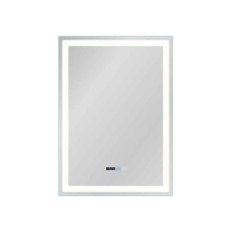 Cornatzer Lighted Aluminium Framed Wall Accent Mirror in Silver, 70cm x 50cm