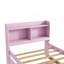 Lit simple avec lit gigogne, bibliothèque, rose