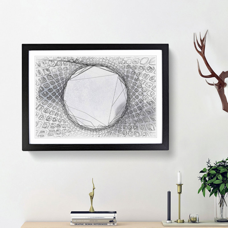 Architecture Sketch Vol.2 in Abstract - Picture Frame Drawing Print, 27cm H x 36cm W x 2cm D, Black Framed