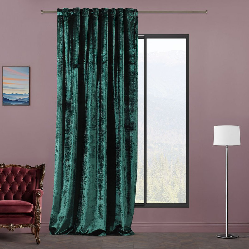 Blackout Thermal with Liner Extra Long & Extra Wide Shiny Velvet Decorative Curtain Panel, 280cm Width x 145cm Drop