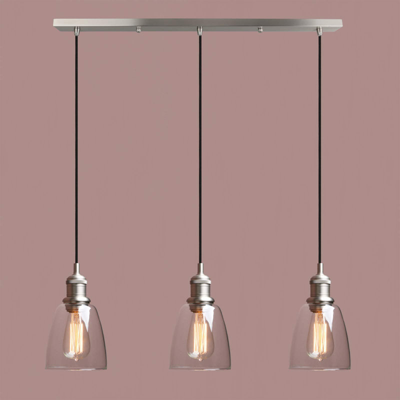 3 - Light Kitchen Island Pendant, Brushed