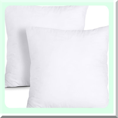 White Comfort Pack - Set of 2 Throw Pillow Inserts for Bed and Couch - Indoor Decorative Cushions for Home Decor
