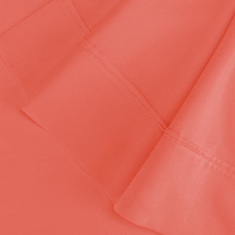 Superior Cotton Sheet Set Vintage Bedding Bohemian Wildflower, King Sheet 4Pc Set, Coral Solid