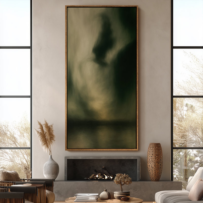 Très grand art mural rétro encadré pour art classique, H 60 po x l 30 po, Naturel