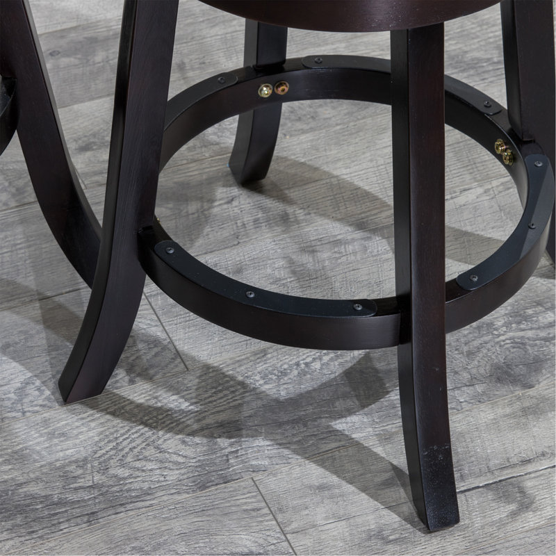 Tabouret pivotant à lattes de 30 po de hauteur de bar, finition espresso, siège en tissu gris anthracite