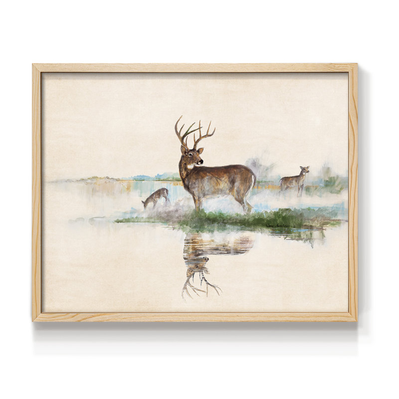 Misty Deer -Framed Print - Restickable, H 8 po x l 10 po, Naturel