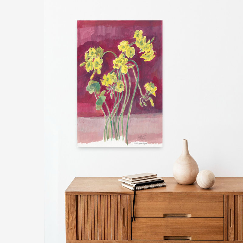Oxalis, peinture florale, art romantique abstrait moderne, H 24 po x l 16 po