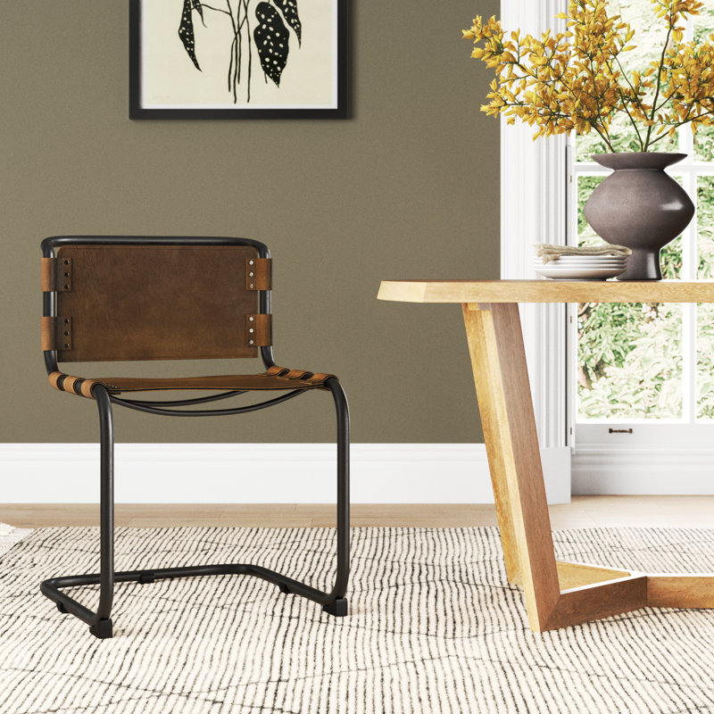 Otelia 19'' H Upholstered Metal Side Chair, Light Brown