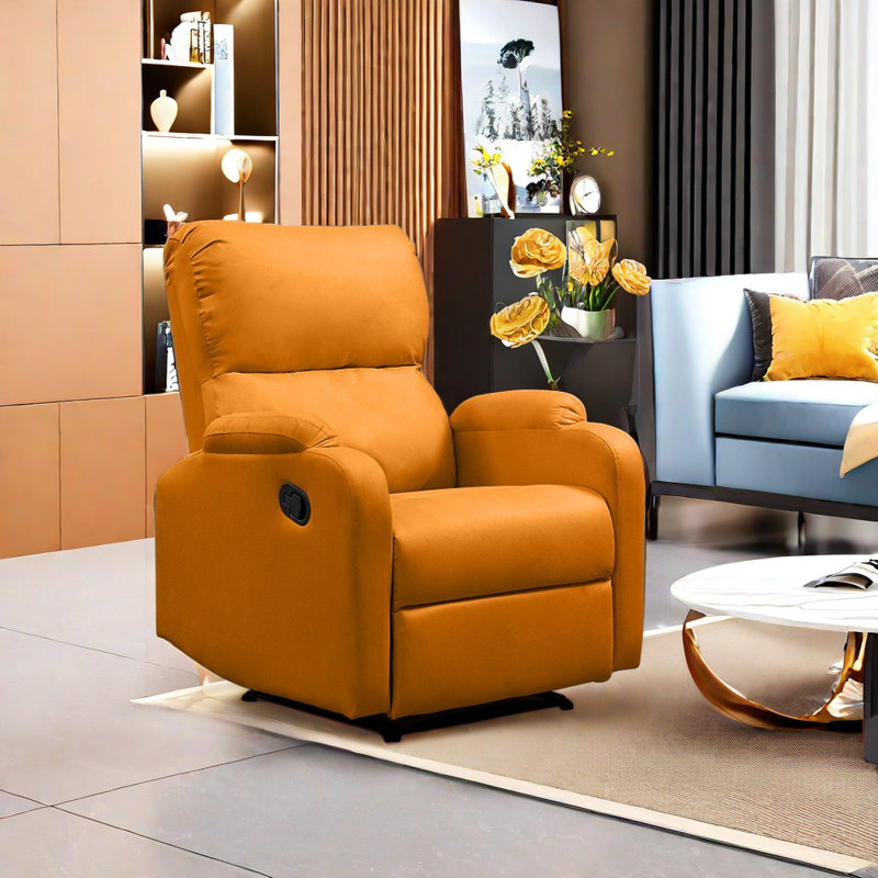 Sutapa Upholstered Swivel Recliner, Orange