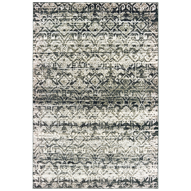 Tapis bleu marine / noir Laurie, Rectangle 3 pi 10 po x 5 pi 5 po