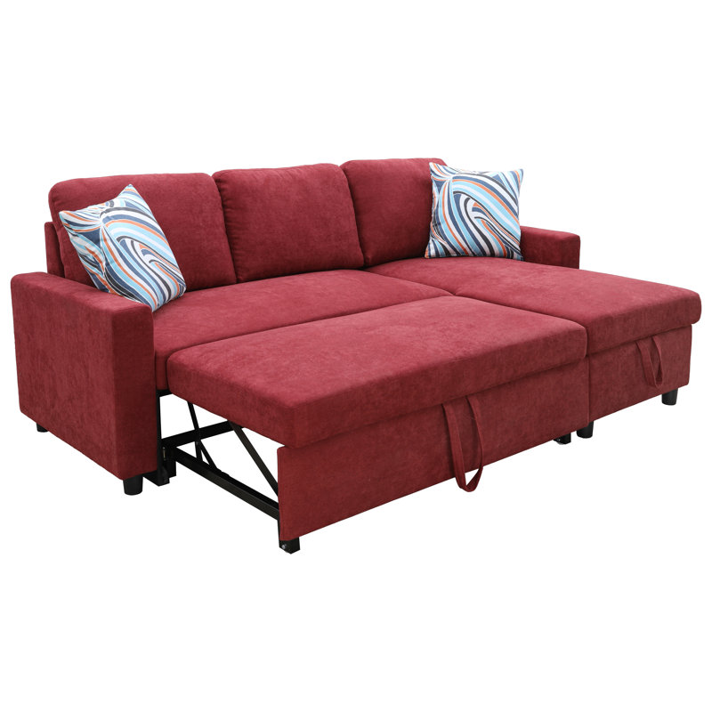 Boukje Flannelette 2-Piece Couch Living Room Sofabed, Red