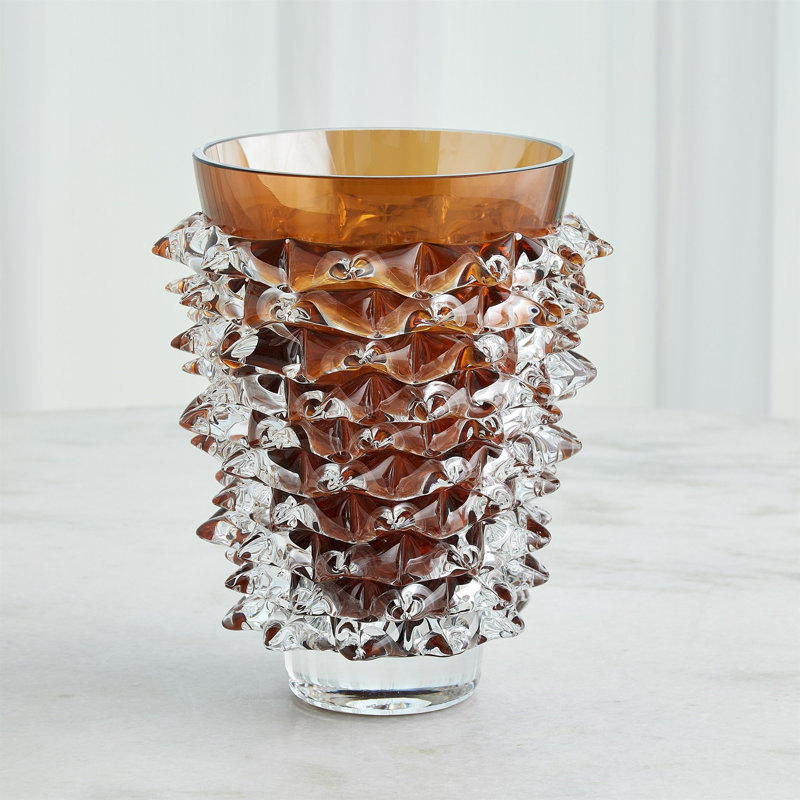 Porcupine Vase-Dark Amber-Tall