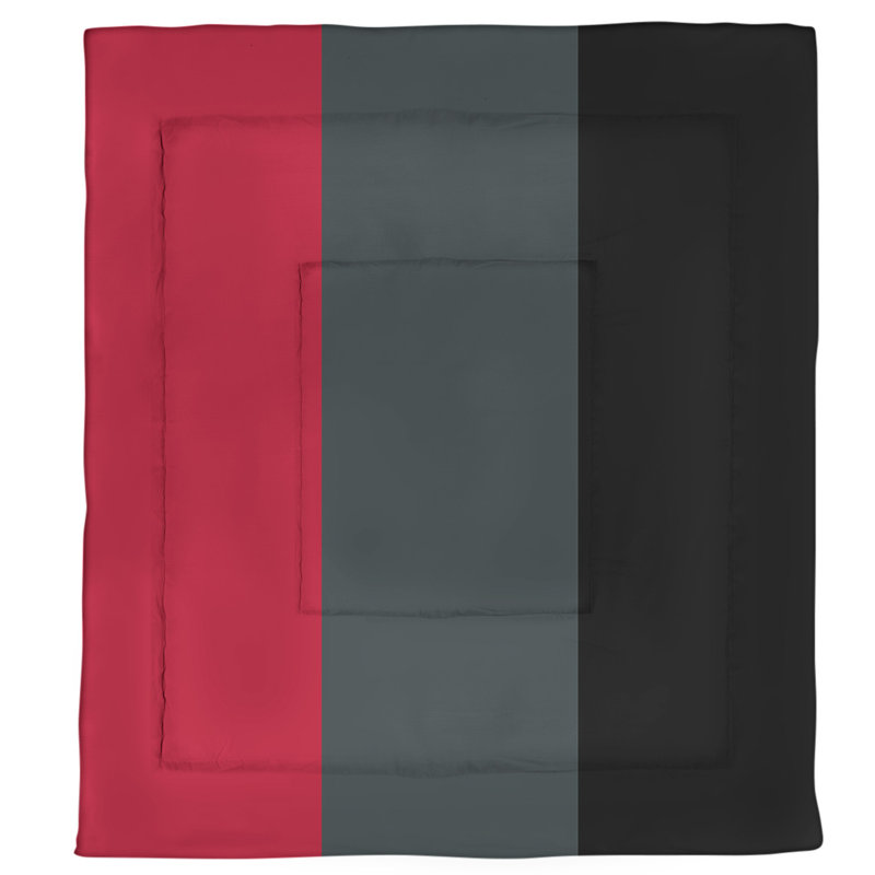 Édredon simple réversible Las Vegas Hockey, Édredon très grand, Rouge / gris acier / noir