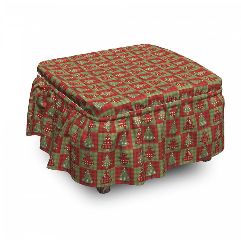 Ensemble de housse pour repose-pieds à coussin de boîte 2 pièces christmas noel trees