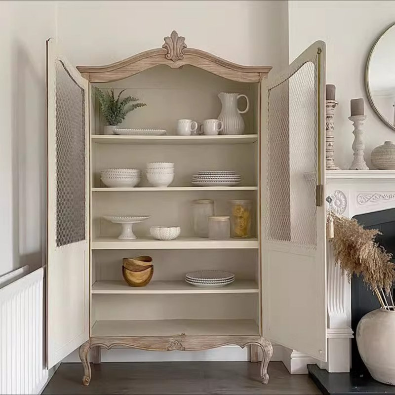 American Retro Solid Wood Carved Display Cabinet
