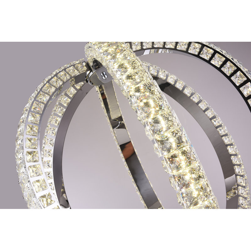 Transitional LED Orb Crystal Pendant, 16" H x 16" W x 16" D