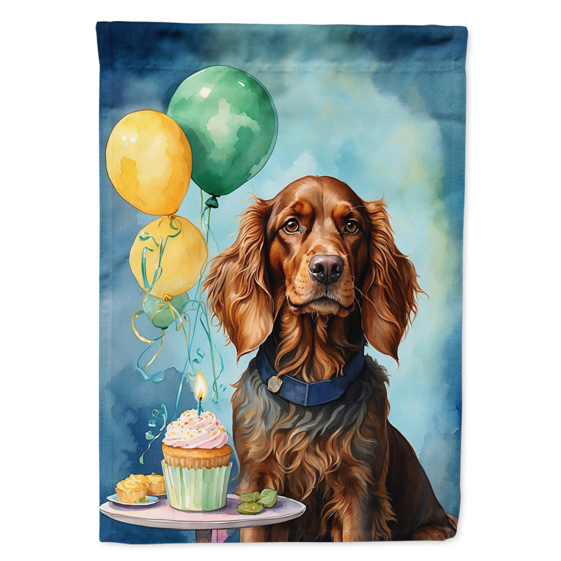 Drapeau de jardin «Happy Birthday», Setter irlandais