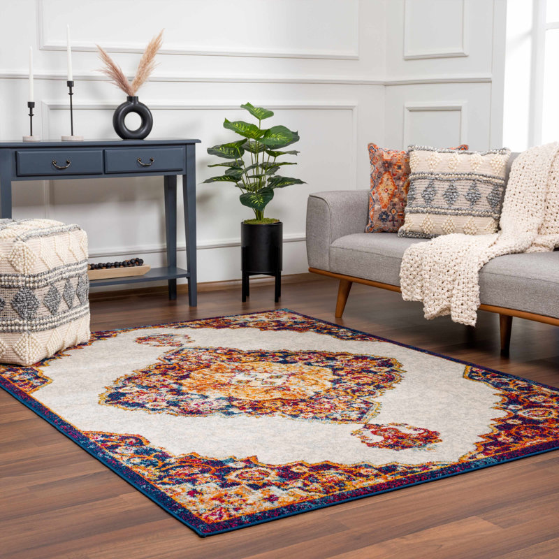 Edgao Oriental Indoor Rug, Rectangle 6'7" x 9'