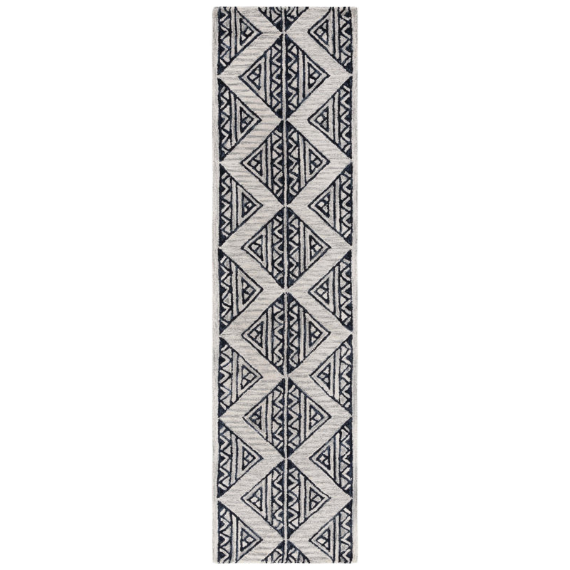 Metro Hand Tufted Wool And Cotton With Latex Geometric Rug, Runner 2'3" x 9'
