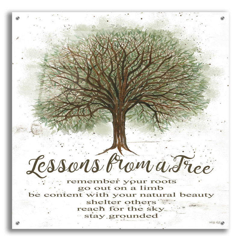 «Lessons from a Tree» par Cindy Jacobs - Art textuel sans cadre, H 36 po x l 36 po x P 0,2 po