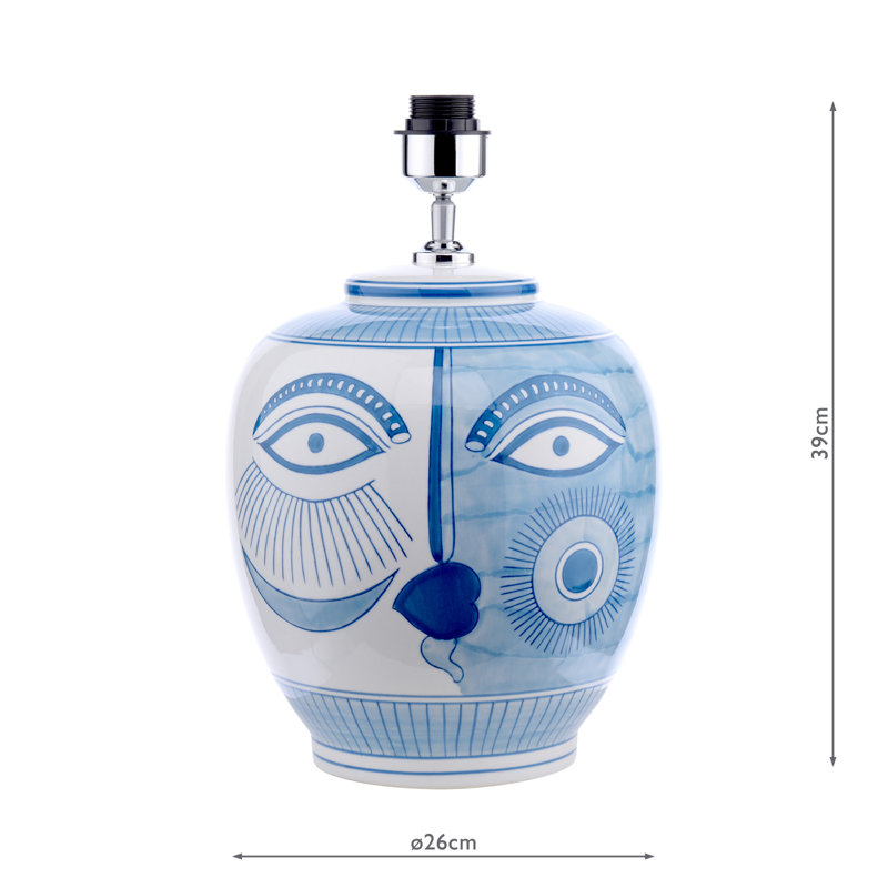 Picasso Small Ceramic Table Lamp Blue & White Face Print Base Only