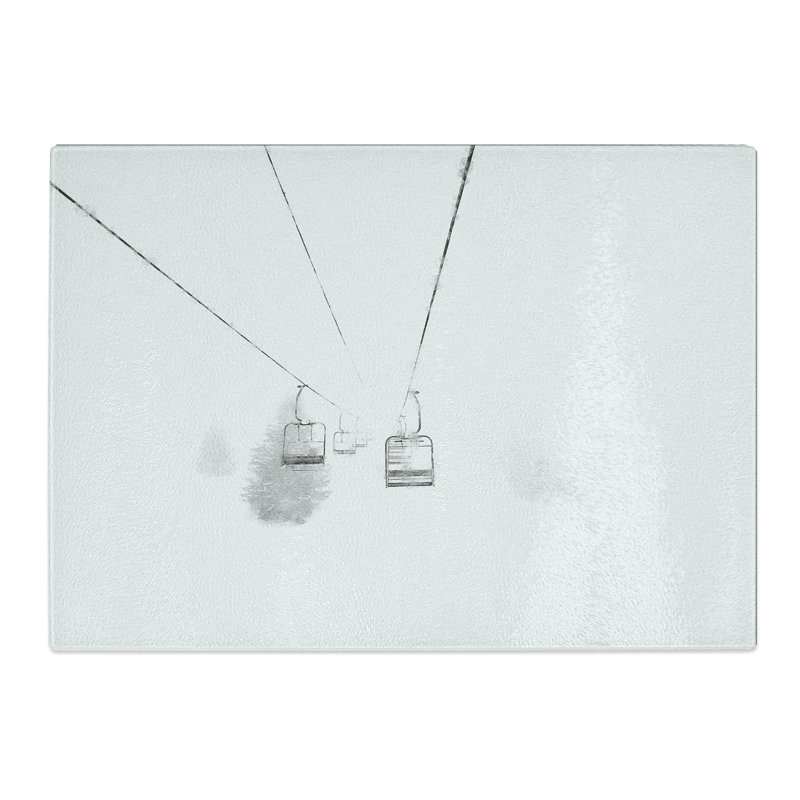 Tempered Glass Ski Lift in Morillon France Chopping Board, 28.5 cm x 39 cm