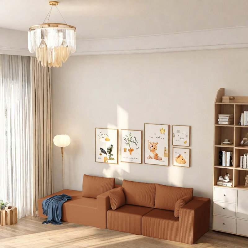 Canapé modulaire en mousse Boneless, Velours côtelé brun rougeâtre