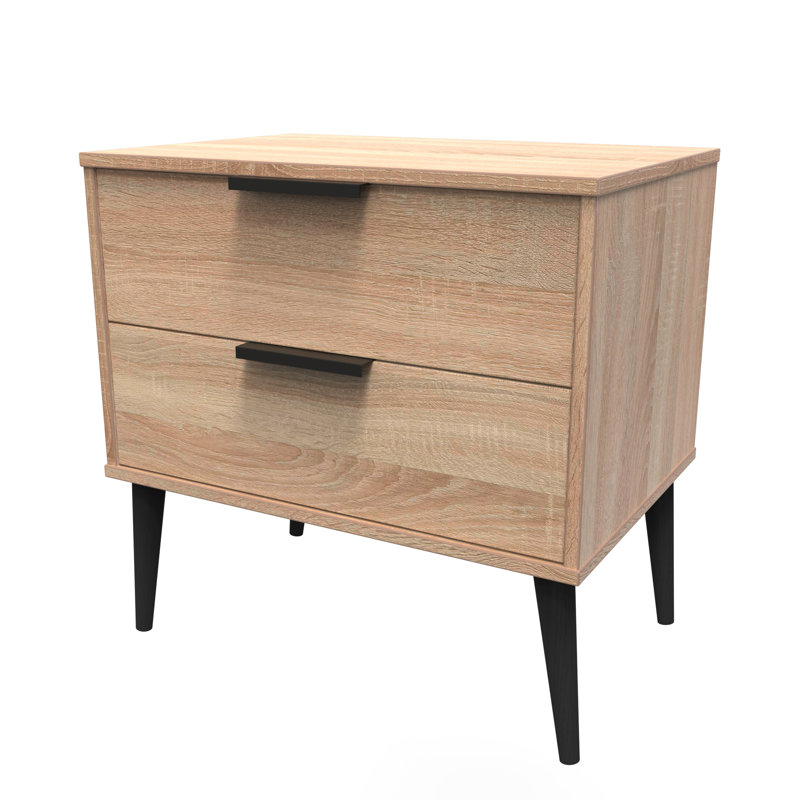 Bonnelle 58cm W Manufactured Wood Bedside Table, Bardolino Oak