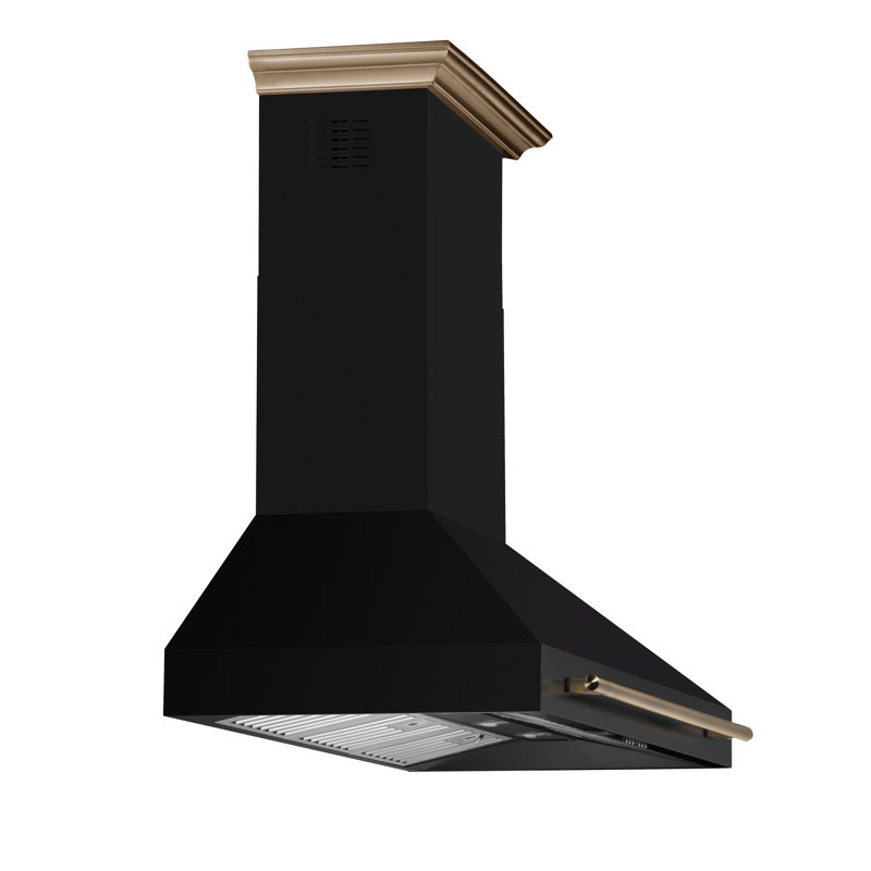 Forno Aria 48 Inch Wall-Mounted Range Hood in Black with 1200 CFM Motor, 4-Speed Fan, Charcoal Filter, Black