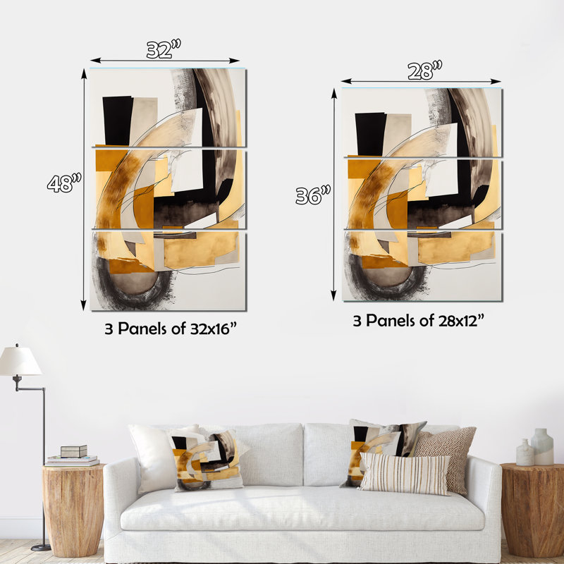 Glam Art Deco Abstract IV - ensemble d'art moderne sur toile transitionnel moderne, H 48 po x l 32 po x P 1 po