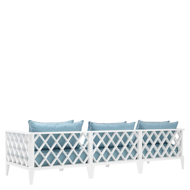 Ocean Club Outdoor 3 - Seat Patio Sofa, White Frame/Blue Cushion