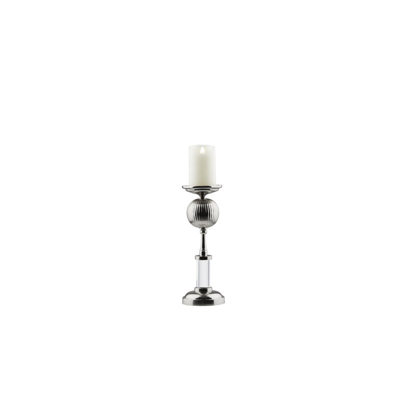 18'' H Metal Tabletop Hurricane, Silver