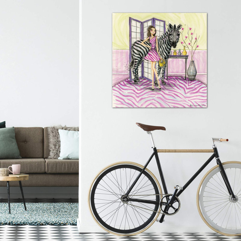 Zoe et zèbre art, Toile tendue, H 12 po x l 12 po x P 0,75 po