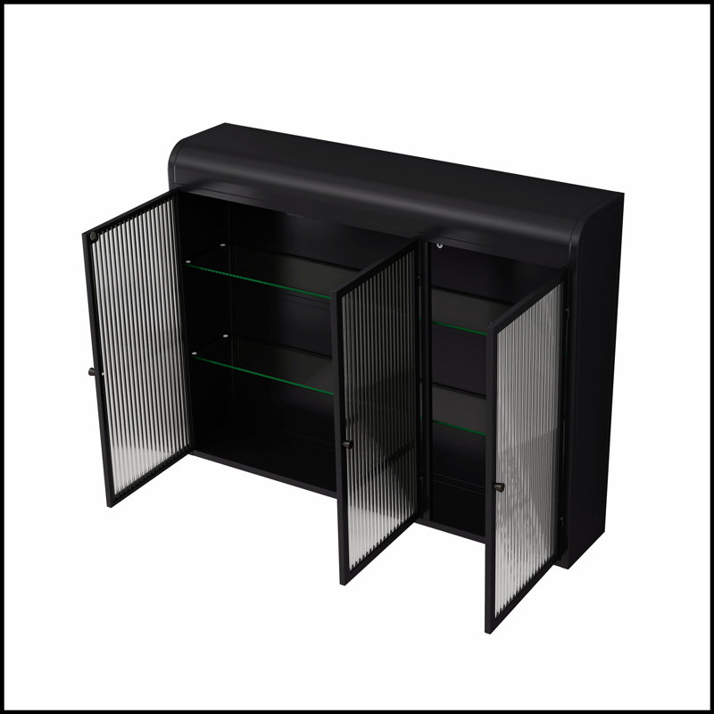 Armoire de rangement arquée à porte en verre avec esthétique moderne et rangement spacieux, parfaite pour toute pièce de votre maison.