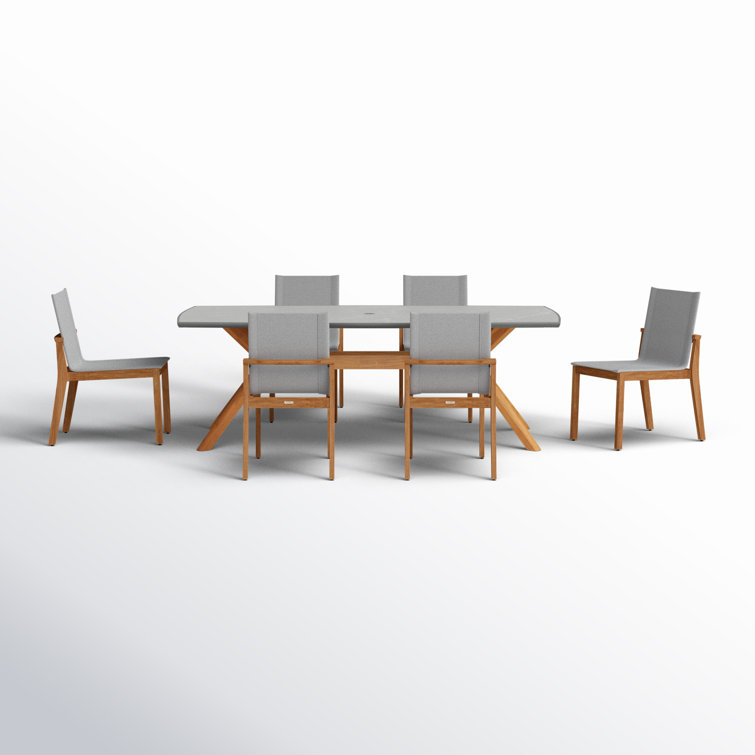 Amira 87'' Rectangular 6 - Person Outdoor Dining Set