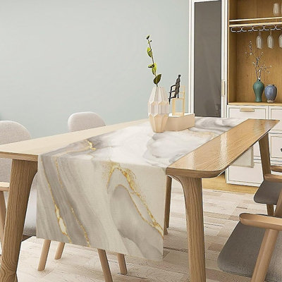 Chemin de table abstrait en marbre - Texture d'encre de luxe moderne avec veines pour la maison, la cuisine et les fêtes