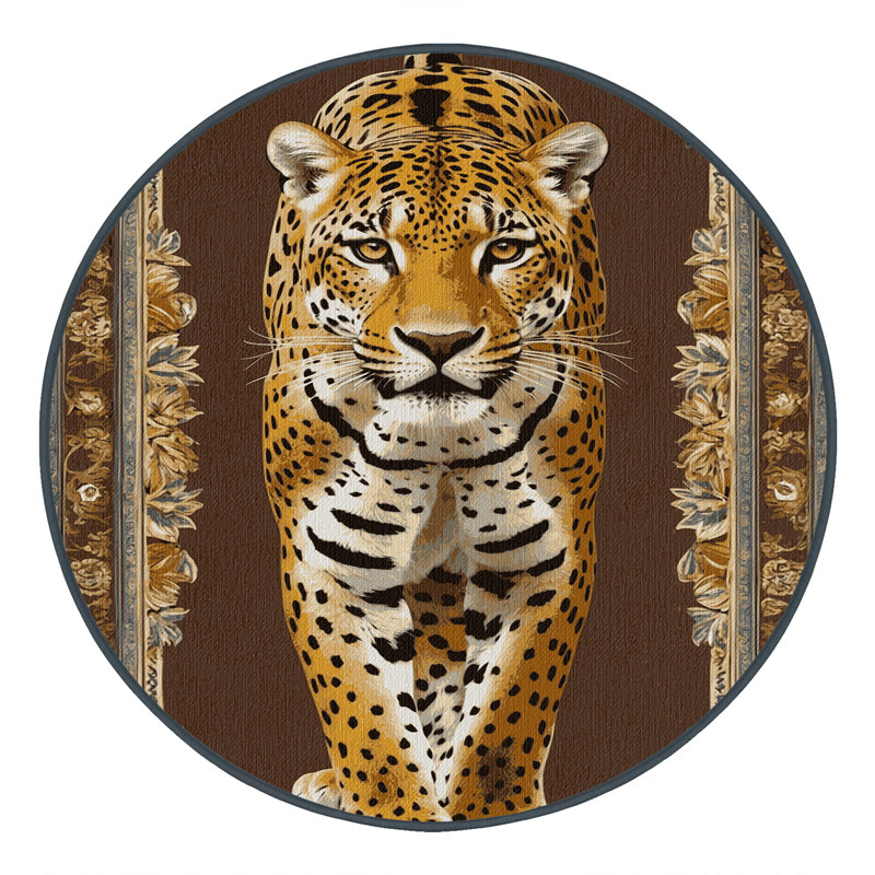  Tapis lavable Golden Jaguar Big Cats, Rond 3 pi
